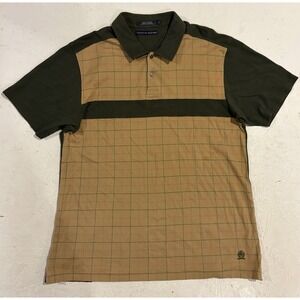 Vintage Tommy Hilfiger Polo Shirt Mens XL Preppy Green Beige Striped Golf